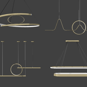 现代异形金属吊灯su草图模型下载