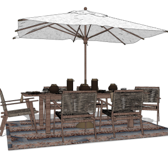 现代户外休闲餐桌椅su草图模型下载