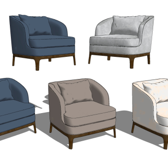 现代单人沙发su草图模型下载