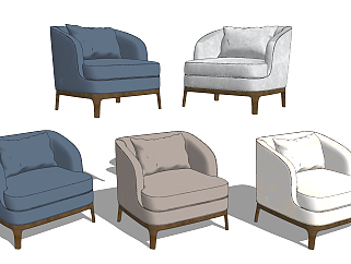 现代单人沙发su草图模型下载