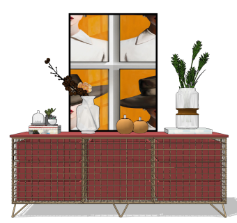 北欧现代边柜su草图模型下载