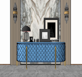 现代玄关柜su草图模型下载