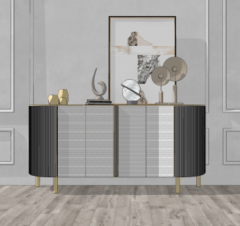 现代轻奢玄关装饰柜su草图模型下载