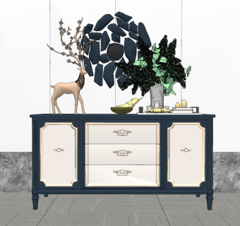 北欧玄关柜su草图模型下载