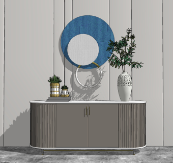 现代轻奢玄关柜su草图模型下载