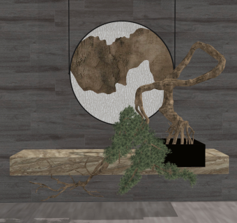 性中式玄关台su草图模型下载