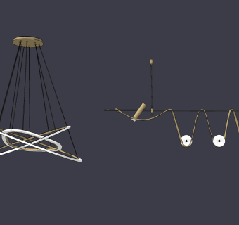 现代异形金属吊灯su草图模型下载
