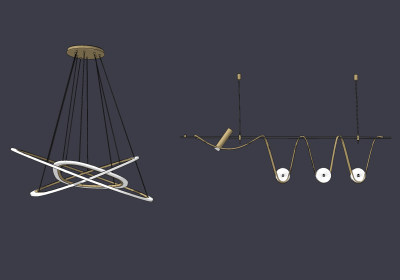 现代异形金属吊灯su草图模型下载