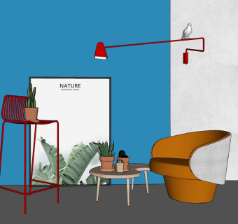 北欧现代单人椅子su草图模型下载