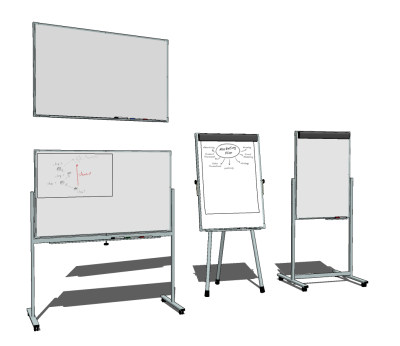 现代立式移动白板su草图模型下载