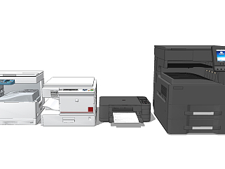 现代打印机复印机，办公用品设备su草图模型下载