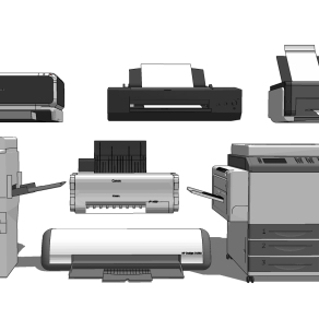 现代打印机复印机，办公用品su草图模型下载