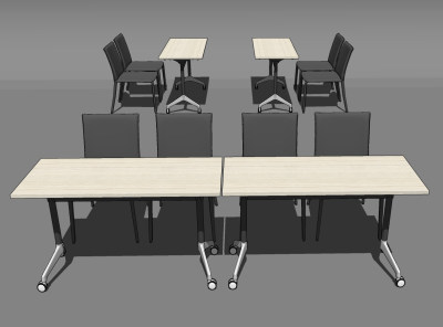 现代会议桌椅su草图模型下载