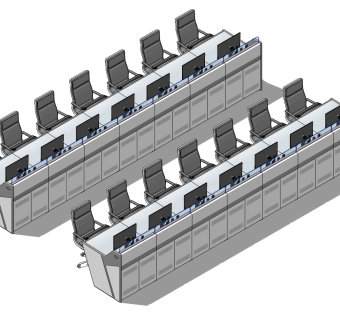 监控室操作台su草图模型下载