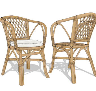 自然风户外藤编休闲椅su草图模型下载