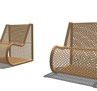 自然风户外藤编休闲椅su草图模型下载