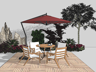 现代户外景观休闲桌椅组合 su草图模型下载