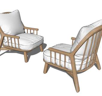 北欧休闲户外椅su草图模型下载