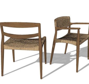 现代藤编户外单椅su草图模型下载