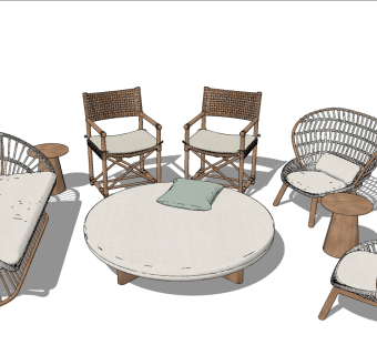 现代户外休闲沙发su草图模型下载