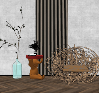 现代户外休闲椅su草图模型下载