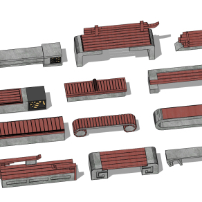 现代户外公共座椅su草图模型下载