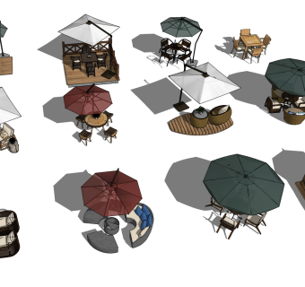 现代户外休闲桌椅su草图模型下载