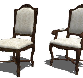 欧式古典单人椅su草图模型下载