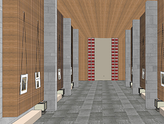 现代酒店走廊su草图模型下载