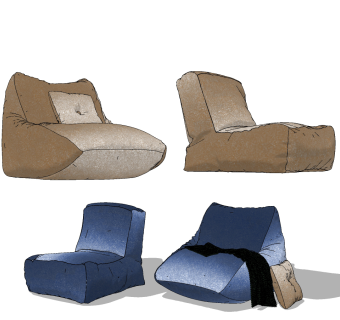 现代懒人沙发su草图模型下载