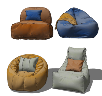 现代懒人沙发su草图模型下载