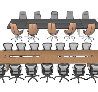 现代大会议桌椅su草图模型下载