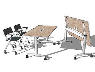 现代折叠会议桌椅su草图模型下载