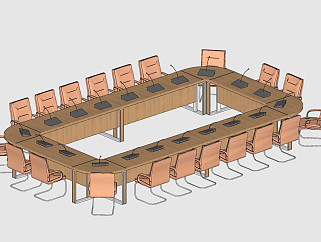 现代小会议桌椅su草图模型下载