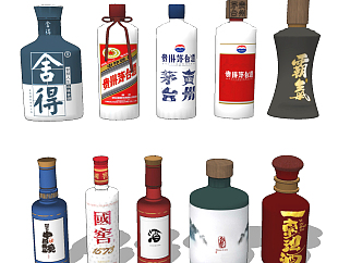 中式白酒，<em>酒</em>瓶子su草图模型下载
