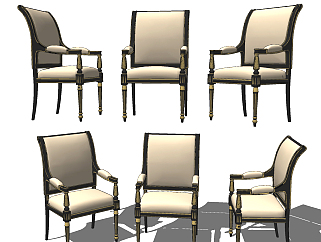 新古典单椅su草图模型下载
