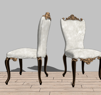 新古典雕花单椅su草图模型下载