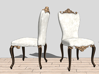 新古典雕花单椅su草图模型下载