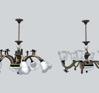 新古典轻奢吊灯su草图模型下载