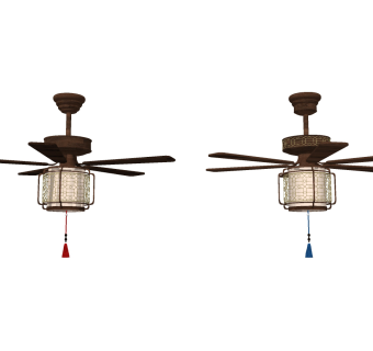 新中式轻奢吊扇灯su草图模型下载