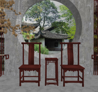 中式古典红木实木家具官帽椅su草图模型下载