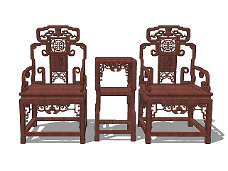 中式<em>古典</em>红木实木太师椅su草图模型下载