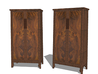 中式古典实木红木家具，装饰柜su草图模型下载