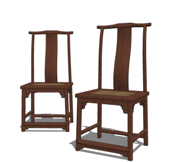 中式古典实木红木家具，官帽椅su草图模型下载