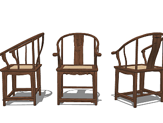 中式古典实木<em>红木</em>家具圈椅，su草图模型下载