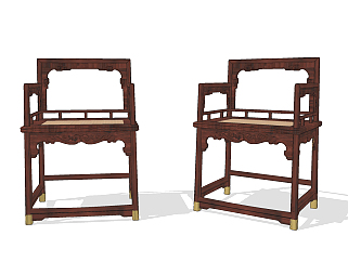 中式古典实木红木家具明式椅子su草图模型下载