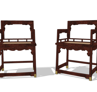 中式古典实木红木家具明式椅子su草图模型下载