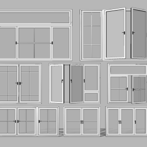 现代铝合金窗户su草图模型下载