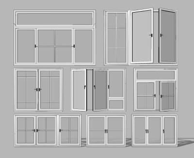 现代铝合金窗户su草图模型下载