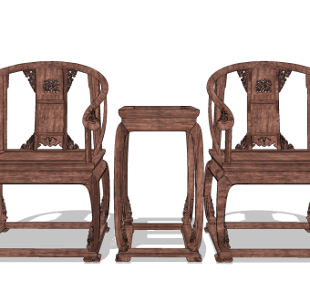 中式古典红木家具，圈椅su草图模型下载